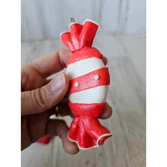 Candy cupcake vintage ornament red white set Xmas tree - Picture 8 of 9